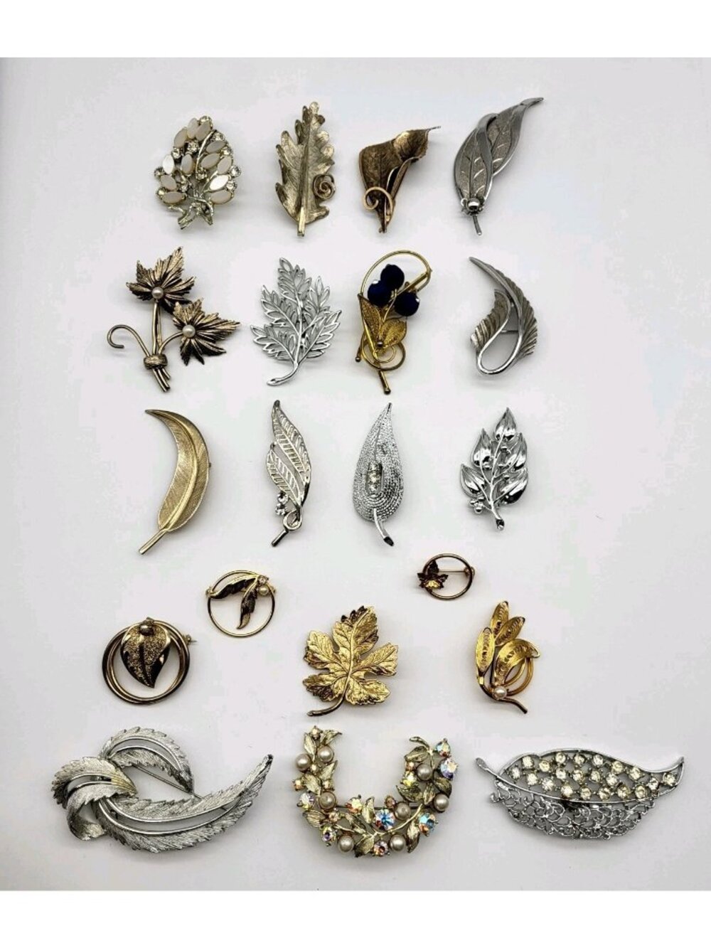Vintage Brooch pin lot collection flower leaf leaves MCM Estate bundle